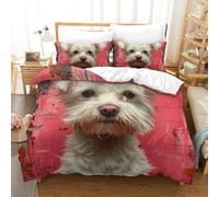KOABERUVN 3D, Imprimé Yorkshire Terrier Ensemble De Literie avec Microfibre Super Douce Et Respirante Housses De Couettes 3 Pièces Et Taie d'oreiller Double（200x200cm）