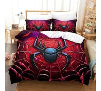KOABERUVN Imprimé 3D Animaux de Dessin animé araignée Parure De Lit Microfibre Super Douce Et Respirante Set De Housse De Couette 3 Pièces avec Taies d'oreiller Single(140x200cm)