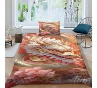 KOABERUVN Imprimé 3D Le Dragon Ensemble De Literie avec Microfibre Super Douce Et Respirante Set De Housse De Couette 3 Pièces Et Taie d'oreiller Single(135x200cm)