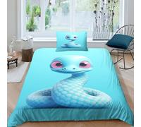 KOABERUVN Imprimé 3D Le Le Serpent Ensemble De Literie avec Microfibre Super Douce Et Respirante Housse De Couette 3 Pièces avec Taies d'oreiller Single（135x200cm）