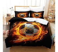 KOABERUVN Imprimé Football en 3D Parure De Lit Microfibre Super Douce Et Respirante Housses De Couettes 3 Pièces avec Taies d'oreiller Single（140x200cm）