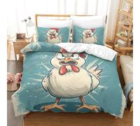 KOABERUVN Le Coq De Housse De Couette en 3D avec Taies d'oreiller 2 Pices Tissu en Fibres Ultra-Fines, Literie Confortable pour Toute La Famille King（220x240cm）