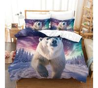 KOABERUVN Parure De Lit Imprimé 3D Housse Ours Polaires De Couette Garçon Fille Housse De avec Taie d'oreiller Enfants Adolescents Housse De Couette Microfibre Super King（260x220cm）