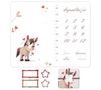 Koabi Couverture Étape Bébé en Français | Tapis Evolution | Garçon ou Fille, Unisexe | Fleurs, Coeurs, Cheval | Suivi Âge & Taille | Cadeau Naissance | Doux & Confort | 120x100cm