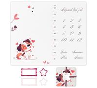 Koabi Couverture Étape Bébé en Français | Tapis Evolution | Garçon ou Fille, Unisexe | Fleurs, Coeurs, Chiot | Suivi Âge & Taille | Cadeau Naissance | Doux & Confort | 120x100cm