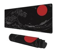 KOAIWPAE Grand Tapis de Souris de Jeu de Style Japonais Noir avec Base antidérapante et Bords Cousus, Long Tapis de Souris pour Clavier d'ordinateur, 80 x 30 cm