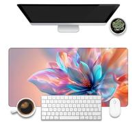 KOAIWPAE Grand tapis de souris de jeu, élégant et luxueux, motif fleurs colorées, couleurs holographiques, tapis de bureau à fleurs abstraites, 80 x 40 cm, grand tapis de souris étendu avec base