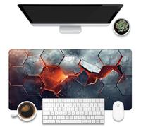 KOAIWPAE Grand tapis de souris de jeu pour bureau, tapis de bureau en nid d'abeille craquelé, science-fiction, tapis de bureau hexagonal en nid d'abeille, 80 x 40 cm, grand tapis de souris