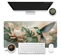 KOAIWPAE Sous-main de bureau, élégant colibri, motif fleurs et feuilles, grand tapis de souris de jeu, 80 x 40 cm, grand tapis de souris d'ordinateur étendu avec base antidérapante et bords cousus