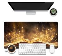KOAIWPAE Sous-main de bureau Golden Magic Book - Grand tapis de souris de jeu - 80 x 40 cm - Avec base antidérapante et bords cousus