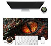KOAIWPAE Sous-main de bureau, tapis de souris de jeu aux yeux de dragon de feu, 80 x 40 cm, grand tapis de souris avec base antidérapante et bords cousus