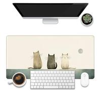 KOAIWPAE Sous-main de bureau, trois chats souriants de dessin animé, grand tapis de souris de jeu, 80 x 40 cm, grand tapis de souris pour clavier d'ordinateur avec base antidérapante et bords cousus