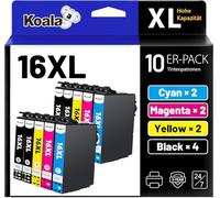 Koala 16XL Cartouche d’Encre Compatible pour Epson 16 XL 16XL T1631 T1632 T1633 T1634 pour Workforce WF-2010 WF-2510 WF-2520 WF-2530 WF-2540 WF-2630 WF-2650 WF-2660 WF-2750 (Pack de 10)