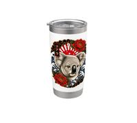 Koala artistique dans un style coloré de tatouage japonais Gobelet isotherme en acier inoxydable double paroi