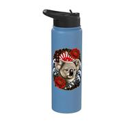 Koala artistique dans un style coloré de tatouage japonais Stainless Steel Insulated Water Bottle