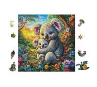Koala avec Son bébé dans Un Arbre Fleuri 100 Pieces Casse-tête Adolescent en Carton Rigide Difficulté Moyenne Activité ÉduChative Cadeau Fête des Mères Haute Qualité Premium 28x28cm