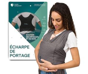 Koala Babycare Une écharpe de portage facile à enfiler, réglable, unisex - Porte-bébé multifonctionnel jusqu’à 9 kg - Anthracite - Design Enregistré KBC®
