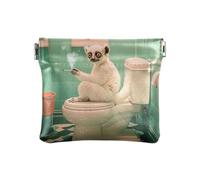 Koala Baignoire rétro en cuir PU Petit porte-monnaie pratique avec fermoir pour femmes, garçons et filles, Cuvette de toilette rétro lémurienne, 1 size, Moderne