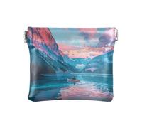 Koala Baignoire rétro en cuir PU Petit porte-monnaie pratique avec fermoir pour femmes, garçons et filles, Lac Louise Montagnes Coucher de Soleil Ciel, 1 size, Moderne