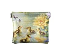Koala Baignoire rétro en cuir PU Petit porte-monnaie pratique avec fermoir pour femmes, garçons et filles, Lily - Berceuse d'étang Canetons et Papillons Enchantement, 1 size, Moderne