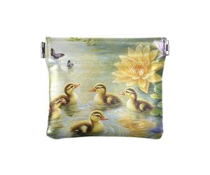 Koala Baignoire rétro en cuir PU Petit porte-monnaie pratique avec fermoir pour femmes, garçons et filles, Lily - Berceuse d'étang Canetons et Papillons Enchantement, 1 size, Moderne