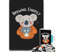 Koala Coffee Energy Puzzle Bois Complexe, Adultes, 1000 pièces | Activité sans écran avec moment puzzle seul ou à plusieurs seul ou à plusieurs.
