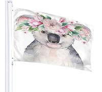 Koala Drapeau 4x6 FT Mignon Australie Animal avec Couronne Florale Fleur Drapeaux Extérieurs Grand Bienvenue Yard Bannières Maison Jardin Cour Pelouse Décor