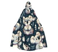 Koala-Drinking-Tea Cape à capuche de sorcière pour adulte, costume d'Halloween