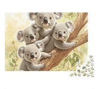 Koala Famille embrassant Arbre Puzzle 1000 Pièces Papier Écologique pour Enfants, Puzzle Relaxation Mentale, Amusement Après École, Puzzle Top Noté Rapport Qualité-Prix 70x50cm/1000pcs
