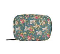 Koala Flowers Sac de voyage rétro avec compartiments amovibles Petit pilulier portable Vert