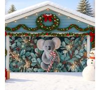 Koala Housse de porte de garage de Noël, motif animal mignon de vacances, grandes décorations de porte de garage, décoration festive pour intérieur et extérieur, 397 x 180 cm