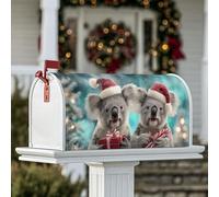Koala Housses magnétiques de boîte aux lettres avec chapeau de Père Noël pour extérieur et décoration de jardin, 53,3 x 64,9 cm, rouge