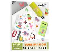 KOALA Lot de 25 feuilles de papier autocollant de sublimation 100 % transparent en vinyle imperméable 21,6 x 27,9 cm, séchage rapide, couleurs vives, tient bien l'encre