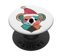 Koala Mignon et Amusant Portant Un Chapeau de Père Noël, aventurier Amateur de Faune PopSockets PopGrip Adhésif