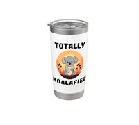 Koala mignon et amusant sur un ours koalafié, un jeu de mots, aime les koalas Gobelet isotherme en acier inoxydable double paroi