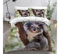 Koala Mignon Housse de Couette 200×200 Garçons Fille Housse Couette Koala 3D Parure de Lit pour été Respirante Haute Qualité Literie Set avec 2 Taies d'oreiller