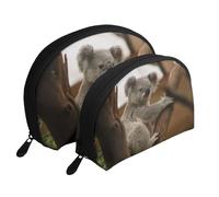 Koala Mignon sur Un Arbre, Trousse de Maquillage Coquille Femme Petit Porte-Monnaie Trousse de Toilette Trousse à cosmétiques 2 pièces