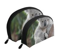 Koala Mignon, Trousse de Maquillage Coquille Femme Petit Porte-Monnaie Trousse de Toilette Trousse à cosmétiques 2 pièces