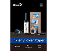 KOALA Papier photo auto-adhésif à jet d'encre Blanc Mat Impression d'étiquettes A4 50 feuilles