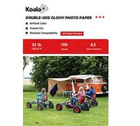 KOALA Papier Photo Double Face Brillant pour imprimante à Jet d'encre, A3, 120 g/m², 100 feuilles. Convient pour l'impression de Photos, Brochures, Certificats, Livrets, Flyers, Dépliants, Calendriers