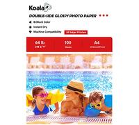 KOALA Papier Photo Double Face Brillant pour imprimante à Jet d'encre, A4, 240 g/m², 100 feuilles. Convient pour l'impression de Photos, Brochures, Certificats, Livrets, Flyers, Dépliants, Calendriers