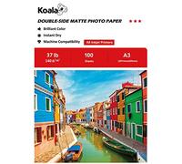 KOALA Papier Photo Double Face Mat pour imprimante à Jet d'encre, A3, 140 g/m², 100 feuilles. Convient pour l'impression de Photos, Brochures, Certificats, Livrets, Flyers, Dépliants, Calendriers
