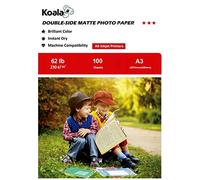 KOALA Papier Photo Double Face Mat pour imprimante à Jet d'encre, A3, 230 g/m², 100 feuilles. Convient pour l'impression de Photos, Brochures, Certificats, Livrets, Flyers, Dépliants, Calendriers