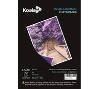 KOALA Papier Photo Double Face Mat pour imprimante LASER, A4, 200 g/m², 100 feuilles. Convient pour l'impression de Photos, Brochures, Certificats, Livrets, Flyers, Dépliants, Calendriers, Cartes