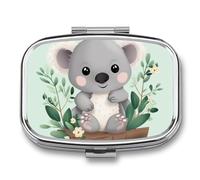 Koala Pilulier à 2 compartiments pour sac à main ou poche Mini pilulier en métal pour médicaments quotidiens pour contenir des vitamines, de l'huile de poisson