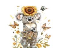 Koala - Plaques de couverture d'interrupteur en forme de tournesol - Art floral fantaisie pour décoration d'intérieur - Plaques murales thermoplastiques - Taille standard - Double bascule