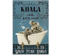 Koala Poster en métal Koala Co. Bath Soap Wash Your Hands Cafe Salon Salle de bain Cuisine Décoration murale vintage 20,3 x 30,5 cm