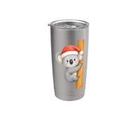 Koala Santa Hat Christmas Koala Bear Holiday Xmas Gobelet isotherme en acier inoxydable double paroi