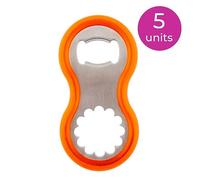 Koala Spain 20000154 Lot de 5 ouvre-bouteilles multifonctions Eight pour bouchons couronne ou à vis, orange,