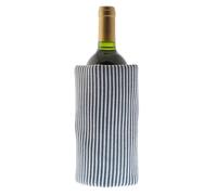 Koala Spain ECO-Refroidisseur de vin avec gel rapide refroidissement compartimenté, 4 couches anti-condensation, coton recyclé, rayures bleues, velcro réglable, bouteille de vin ou champagne, cadeau